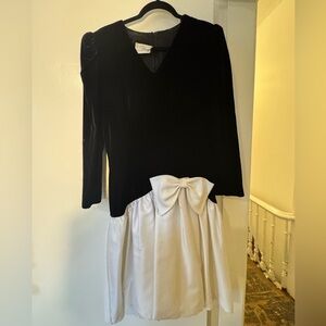 Fairweather Black and White Long Sleeve Dress with Bow